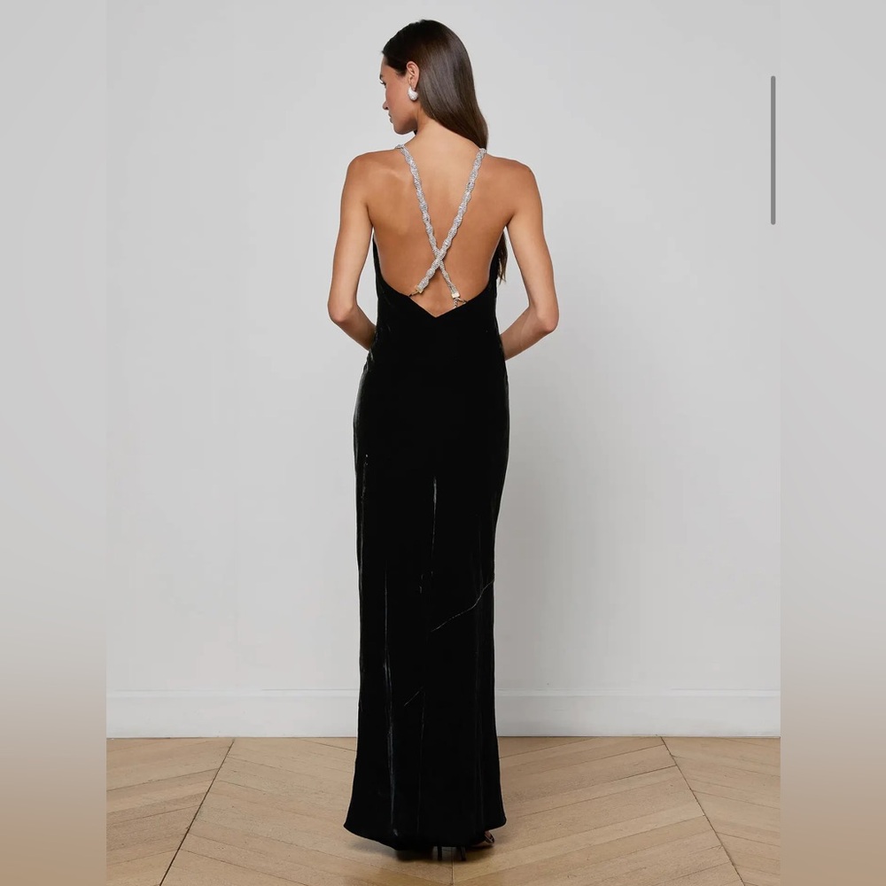 L'AGENCE Black Saint Velvet Gown